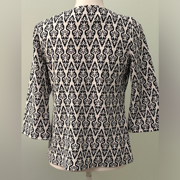 Charter Club Blue and White 3/4-Sleeve Top - Picture 4 of 9